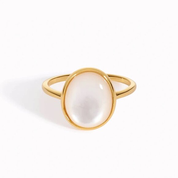Linjer "Margit" Gold Vermeil Mother of Pearl Ring - Size 9 - Picture 11 of 11